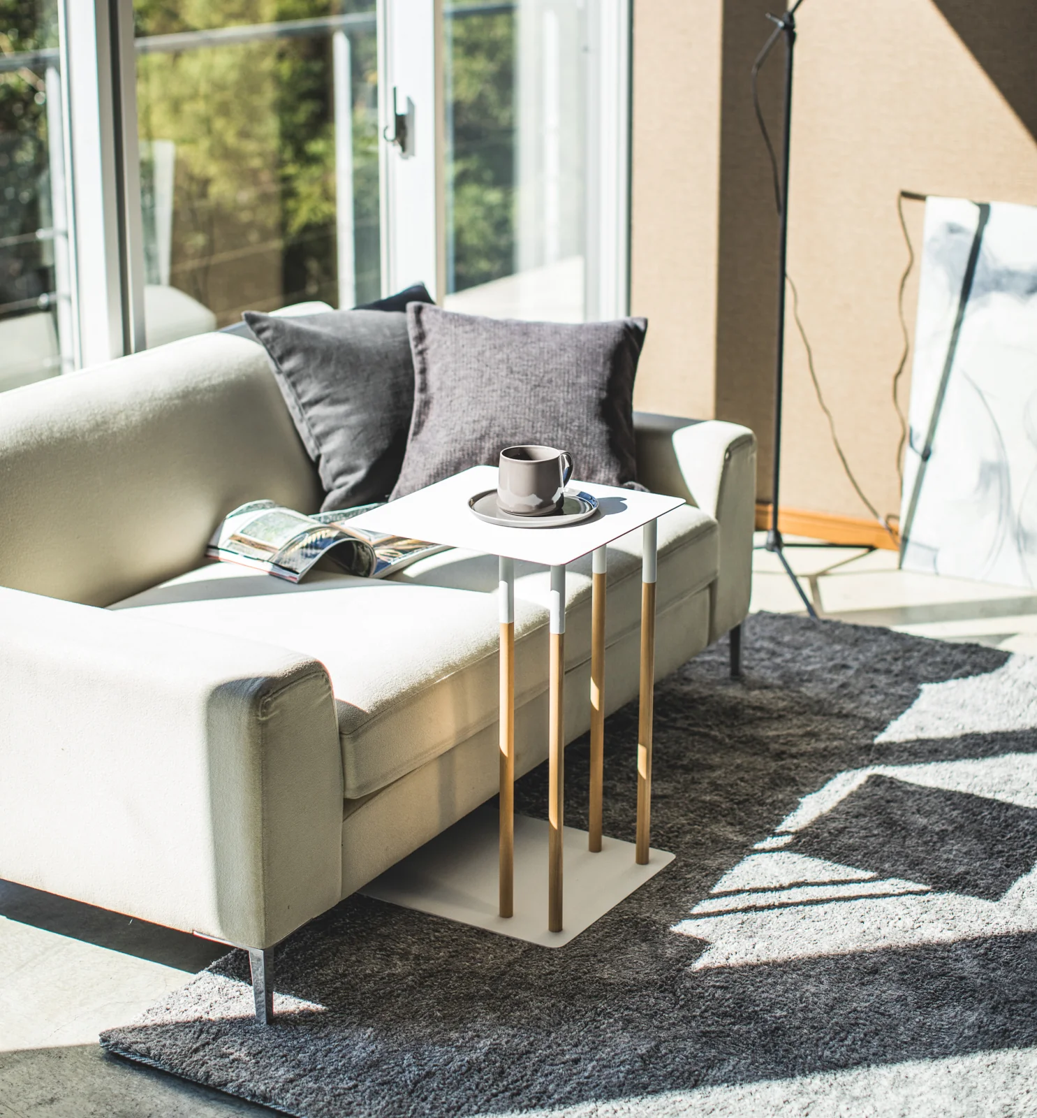 C Side Table (22" H) - Steel + Wood