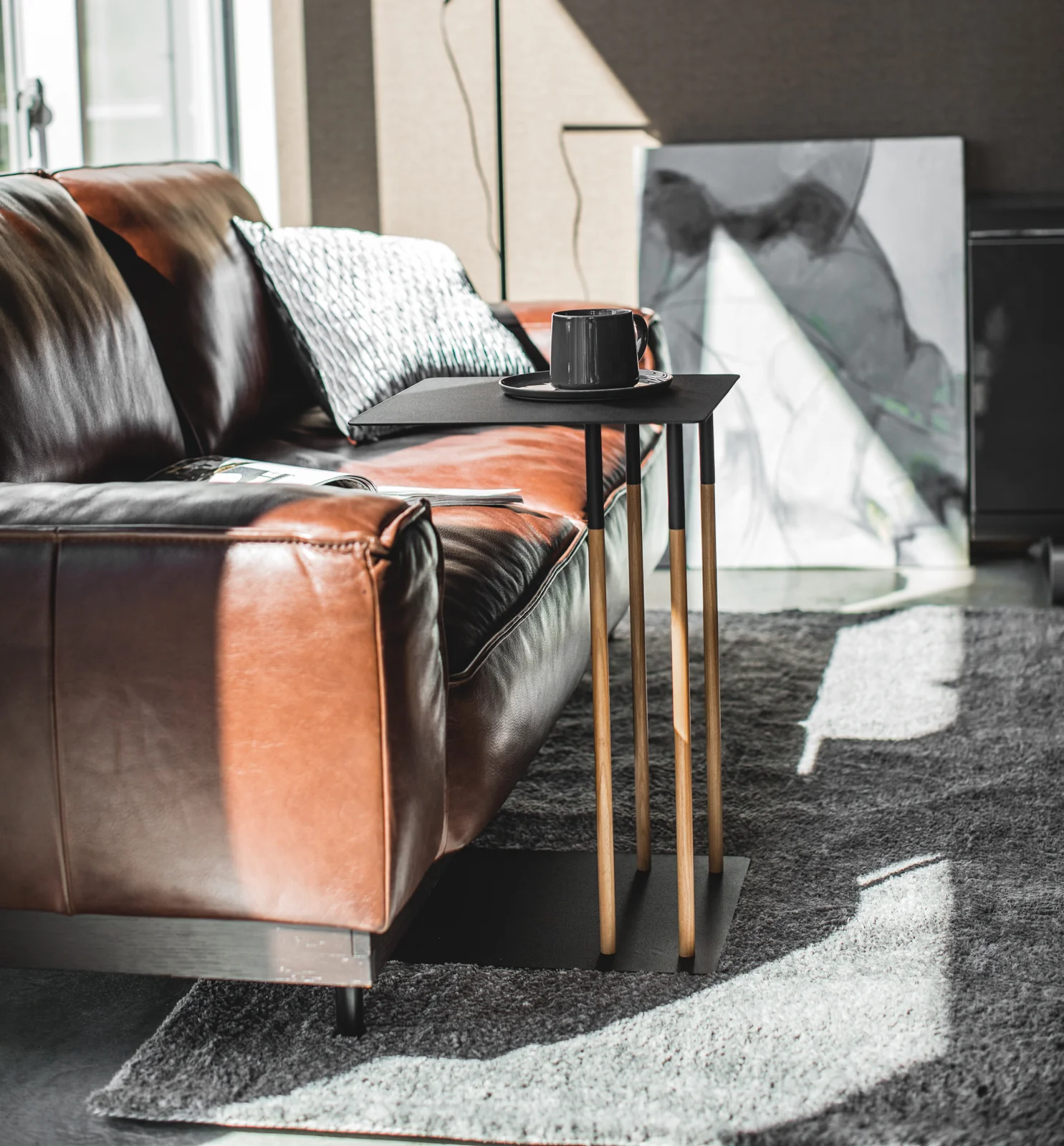 C Side Table (22" H) - Steel + Wood - Image 6
