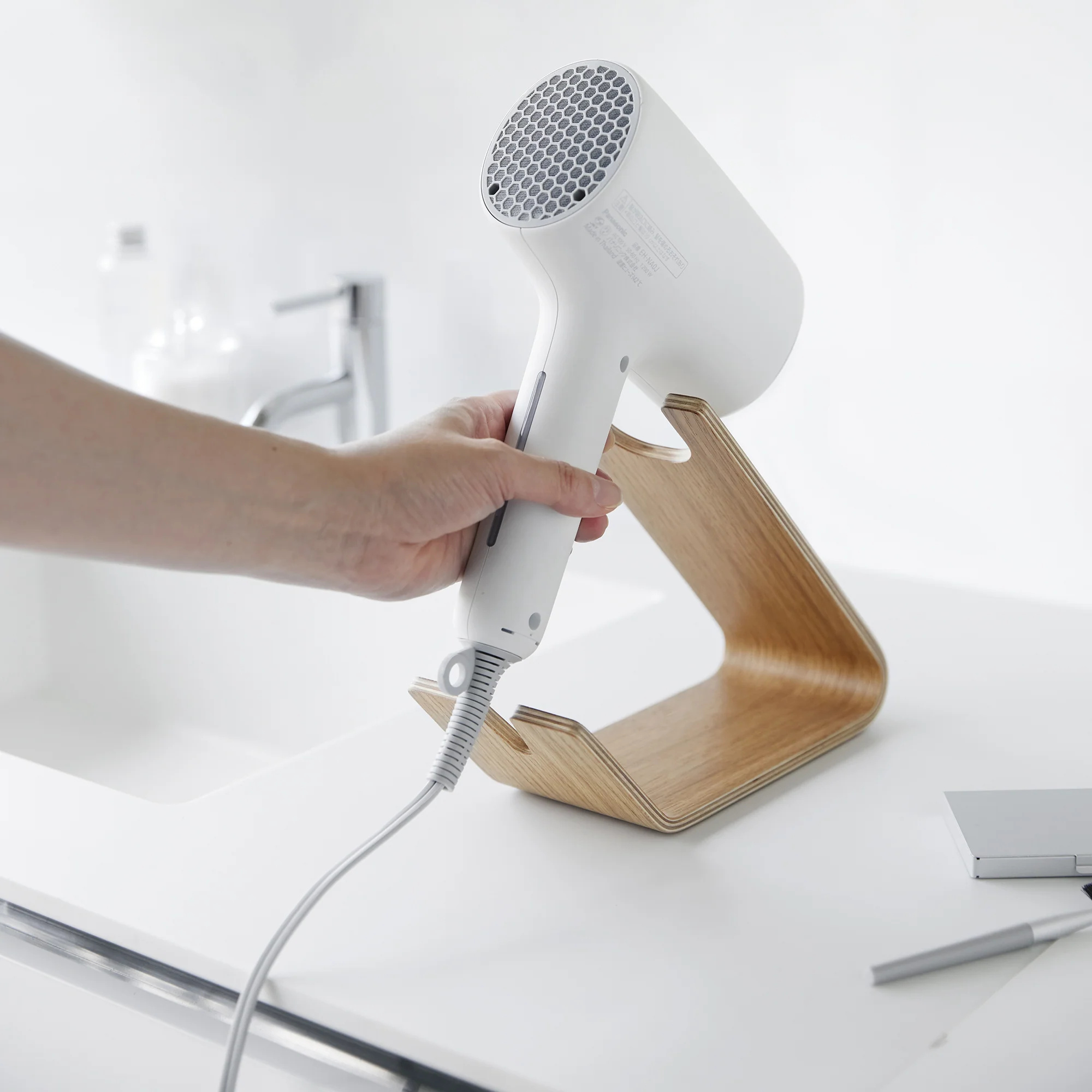 Hair Dryer and Iron Stand - Wood - Image 6