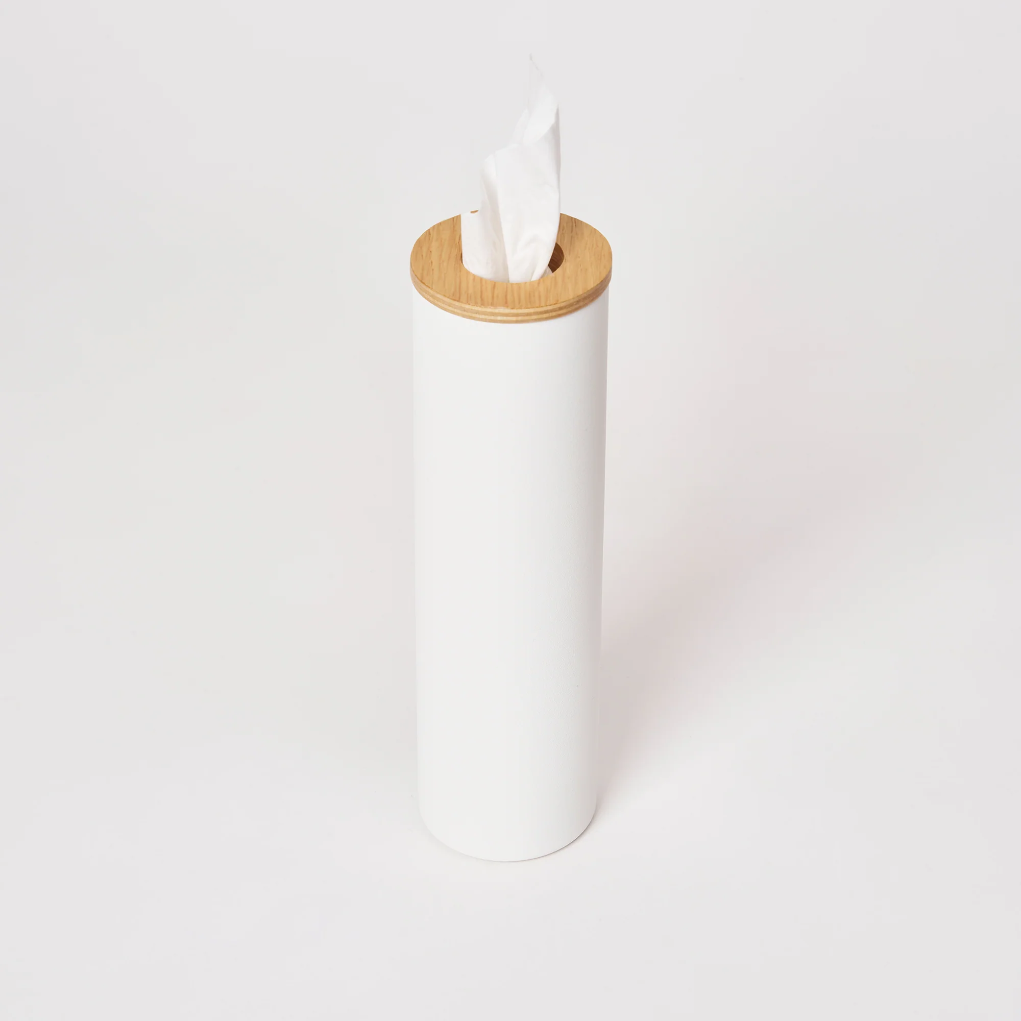 Round Tissue Case - Steel + Wood