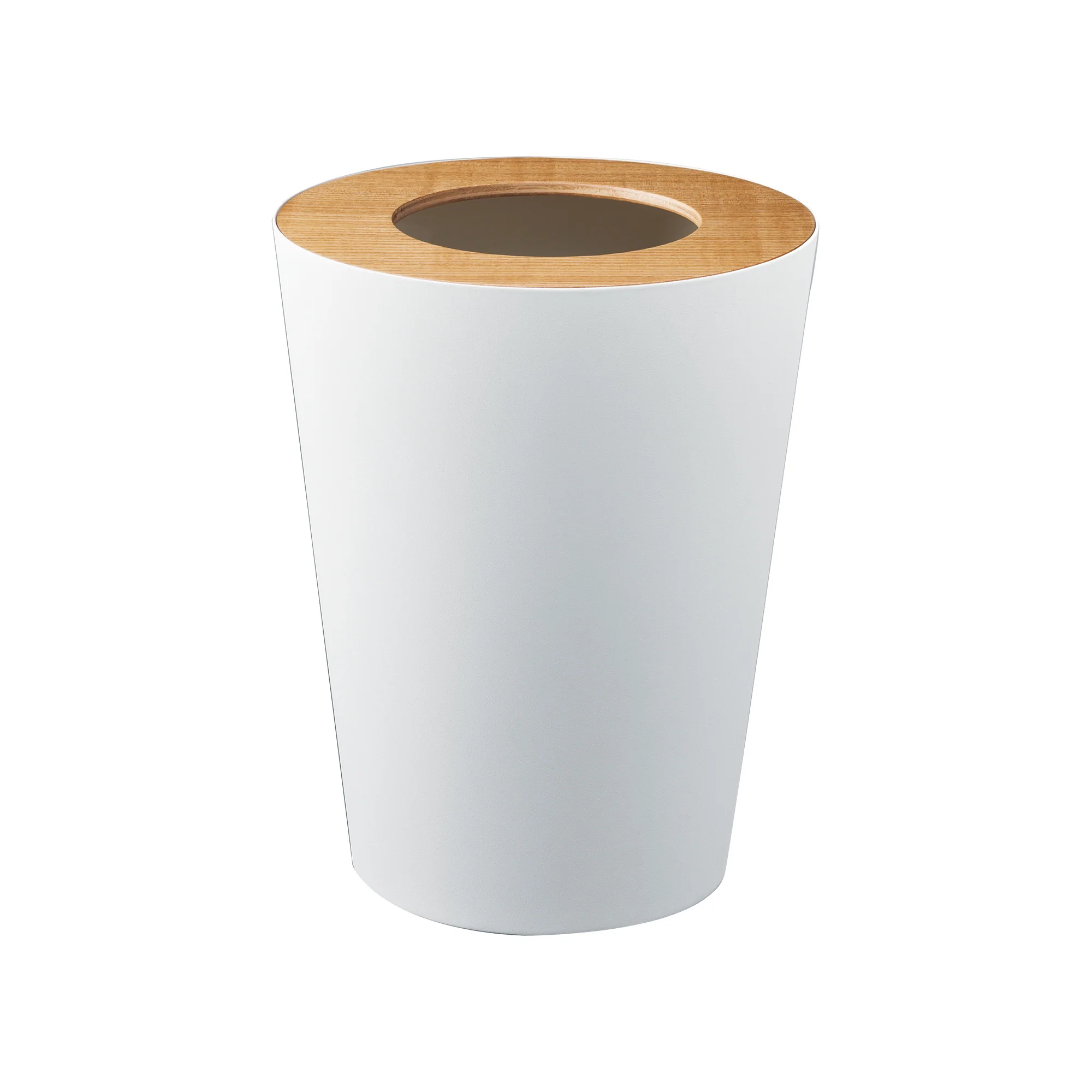 Trash Can - Round - Steel + Wood - Image 4
