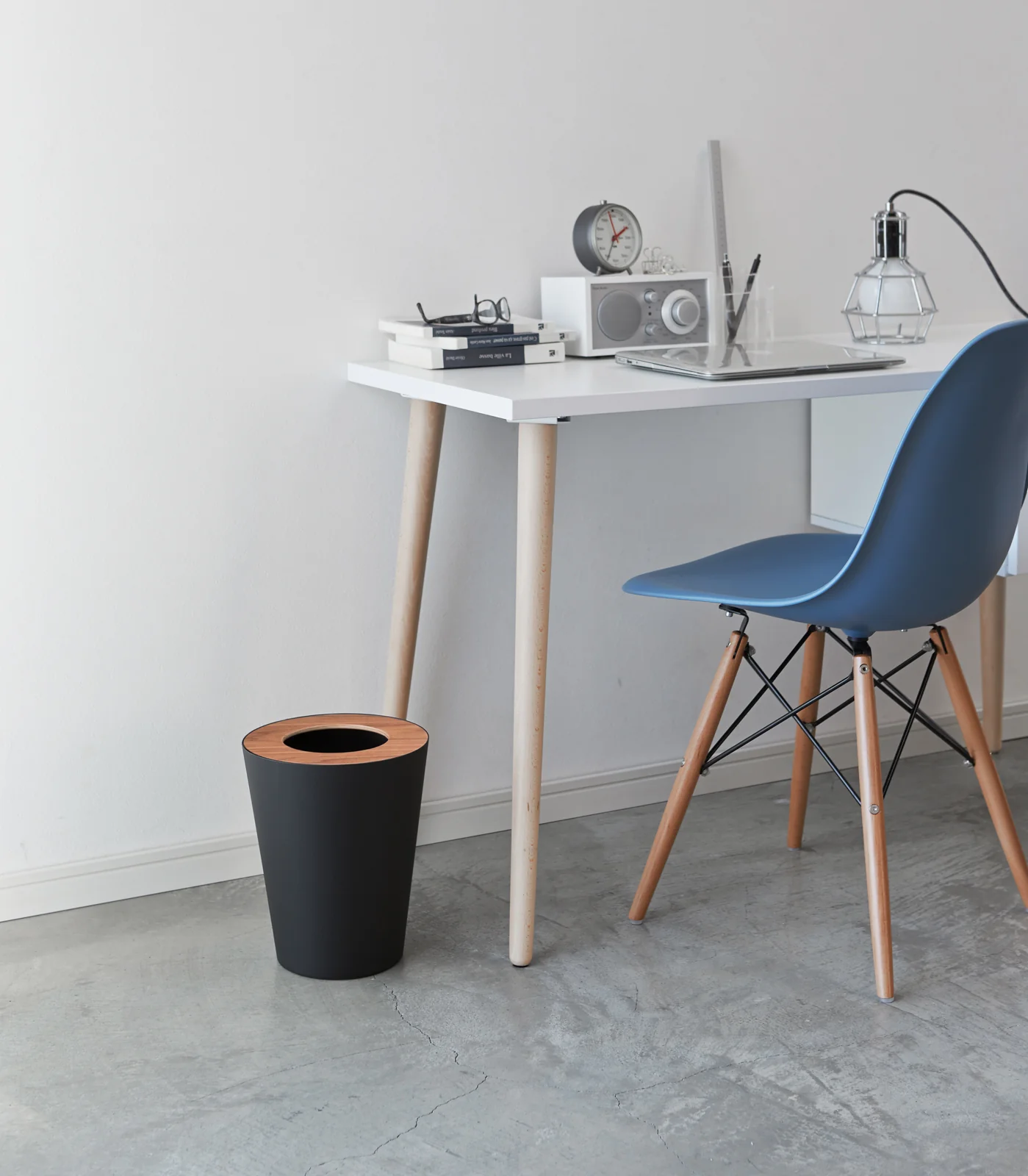 Trash Can - Round - Steel + Wood - Image 6