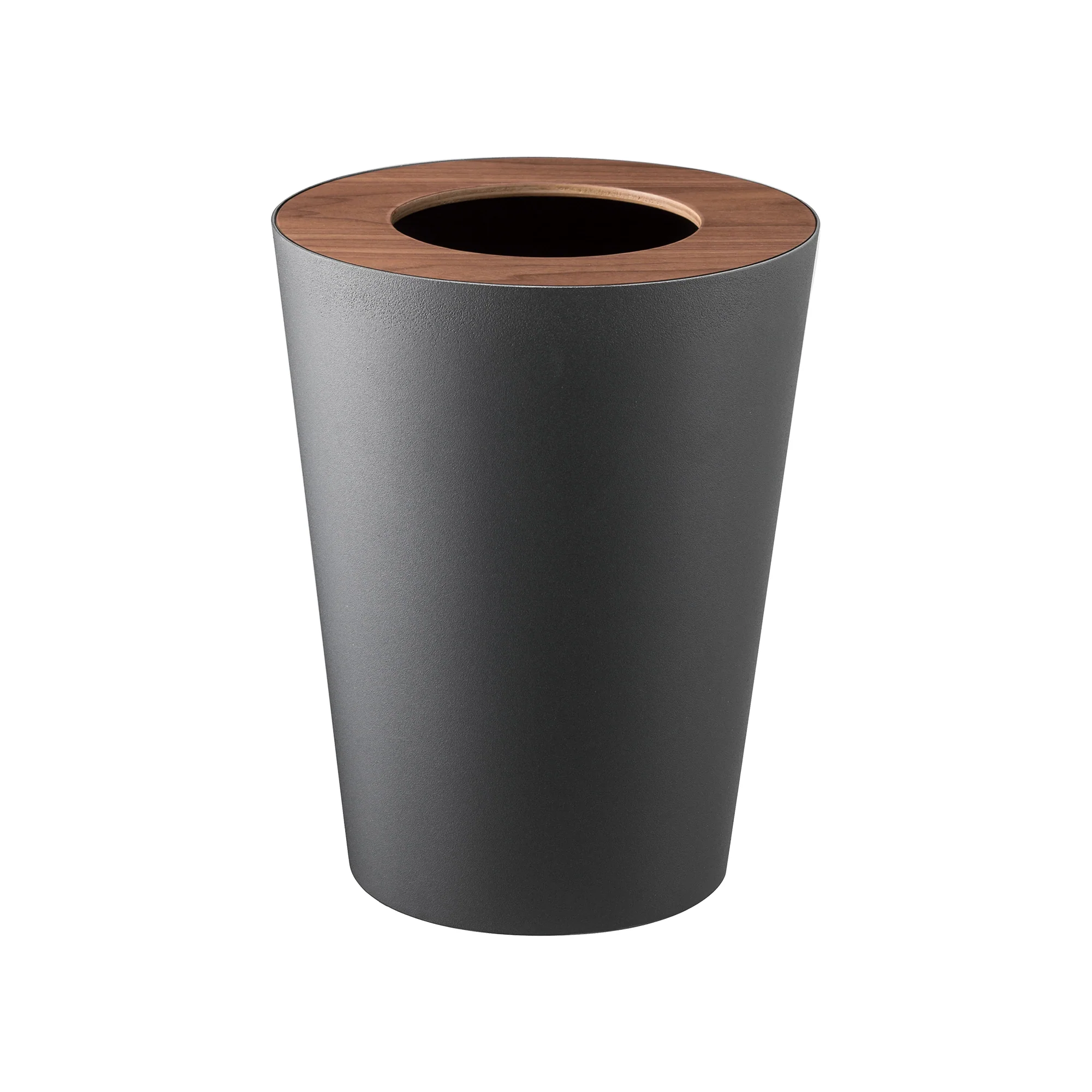 Trash Can - Round - Steel + Wood - Image 9