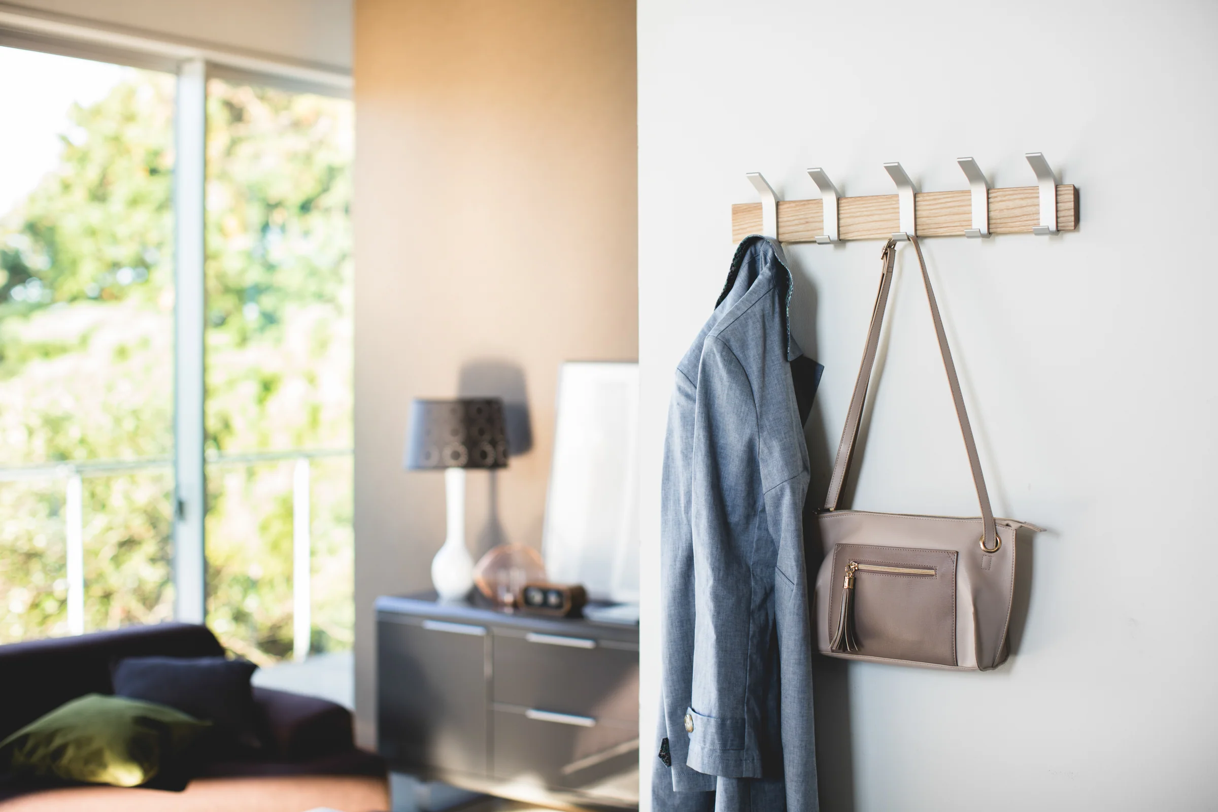 Wall-Mounted Coat Rack - Steel + Wood - Image 2