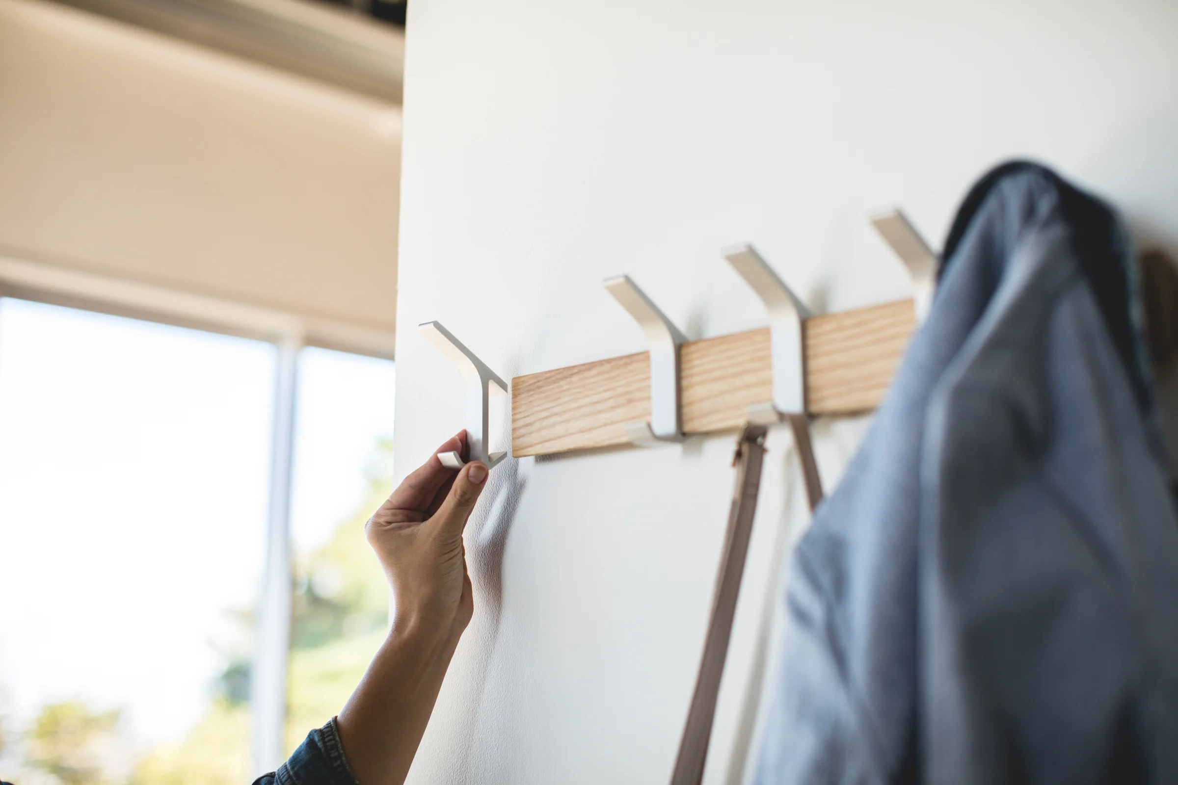 Wall-Mounted Coat Rack - Steel + Wood - Image 3