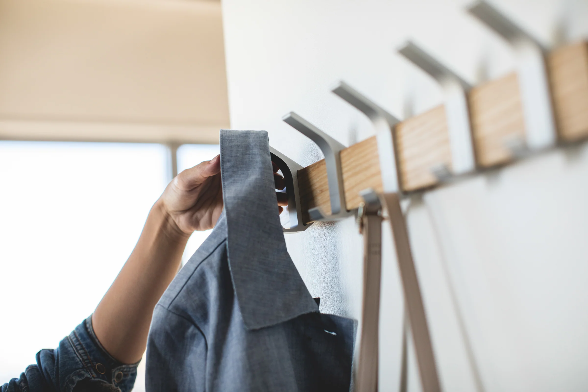 Wall-Mounted Coat Rack - Steel + Wood - Image 4