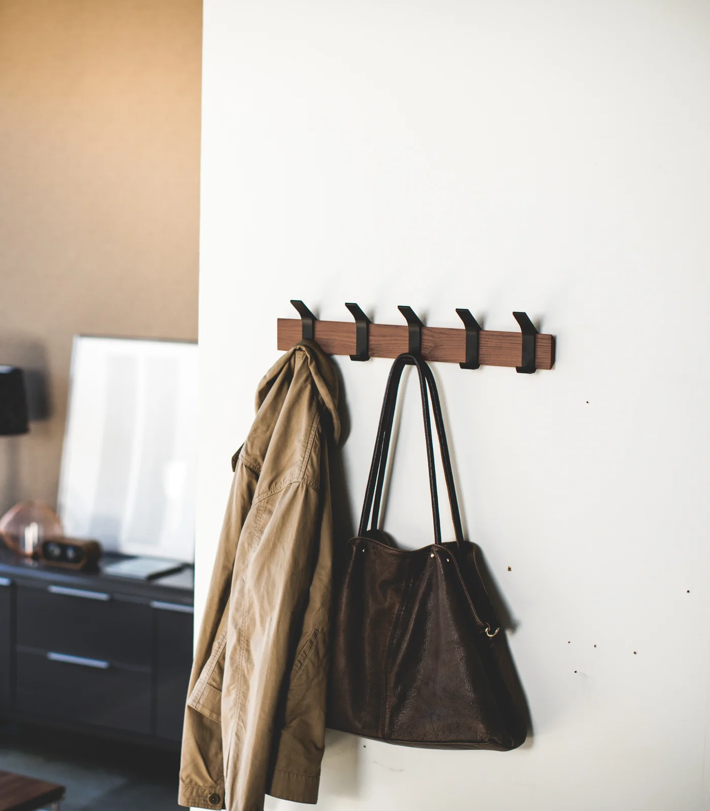 Wall-Mounted Coat Rack - Steel + Wood - Image 6
