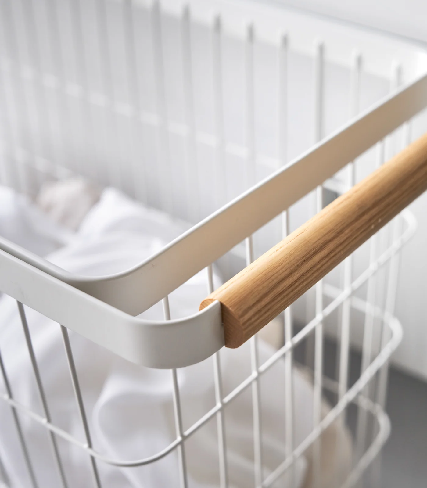 Rolling Wire Basket (15" H)  - Steel + Wood - Image 5