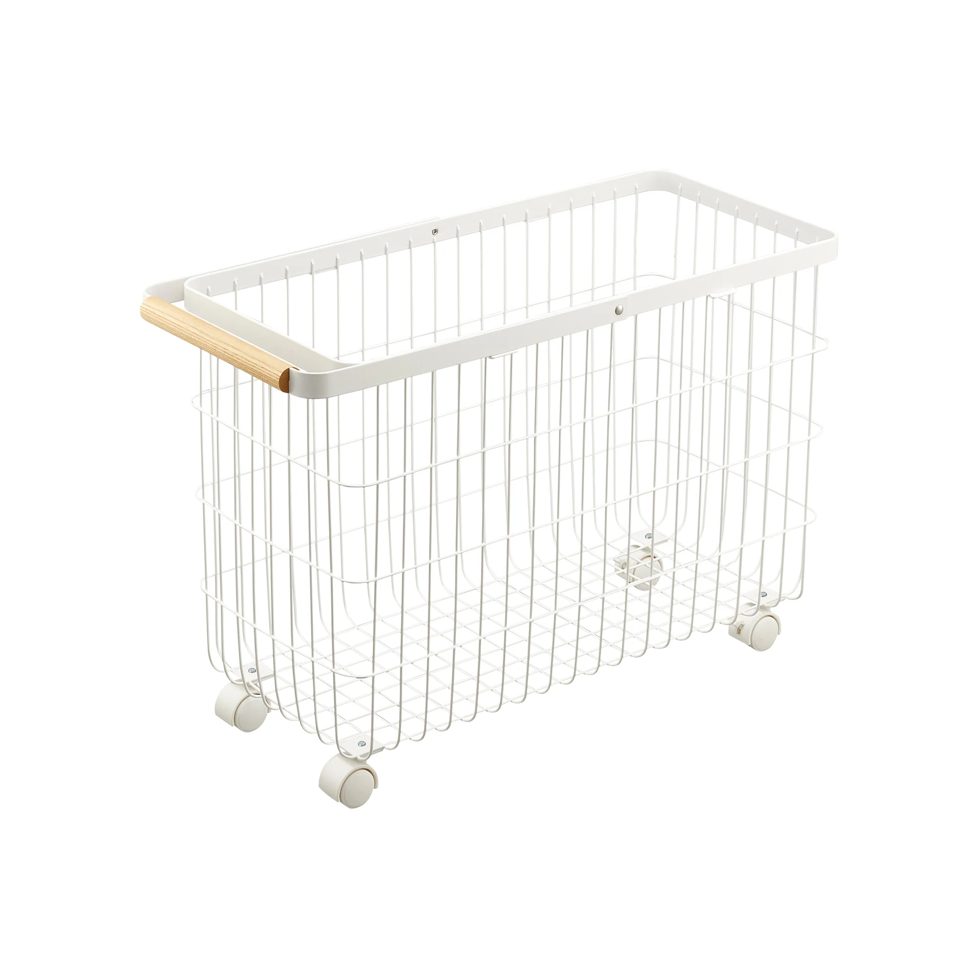 Rolling Wire Basket (15" H)  - Steel + Wood - Image 7