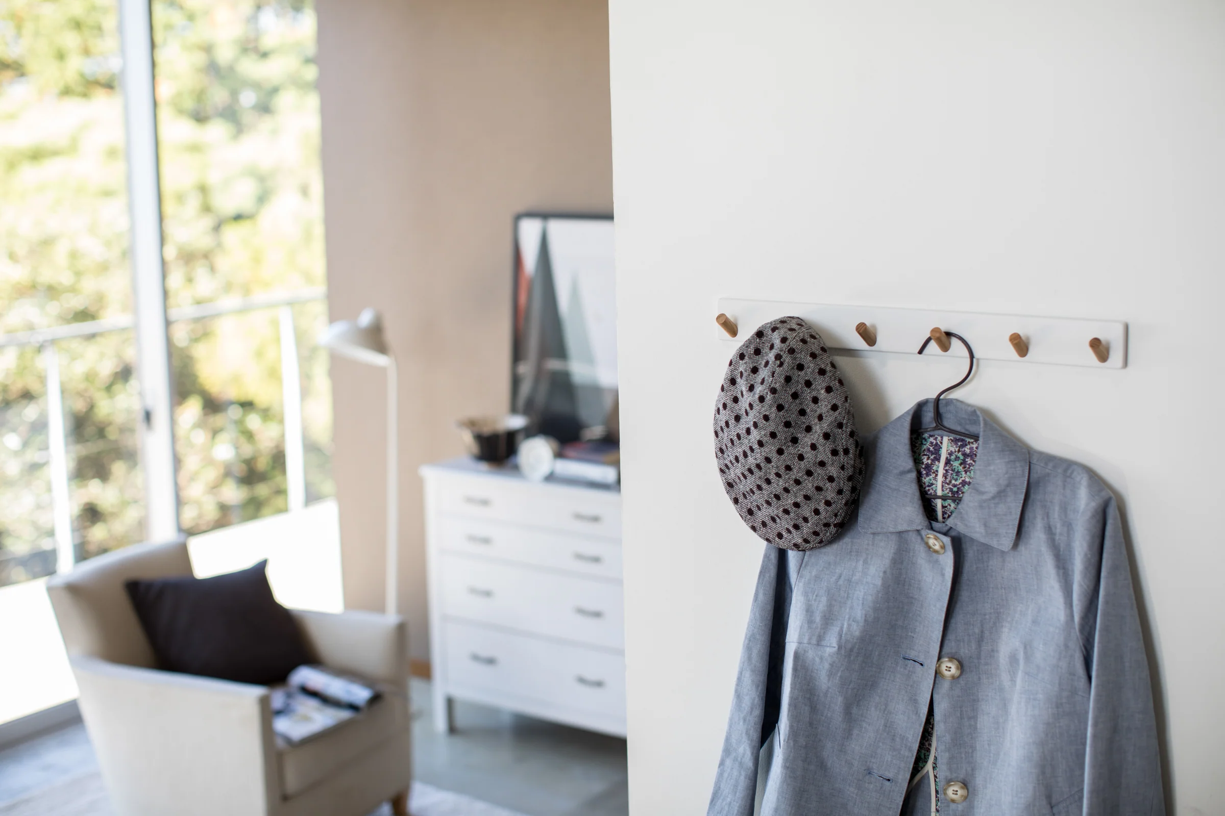 Wall-Mounted Coat Rack - Steel + Wood - Image 2
