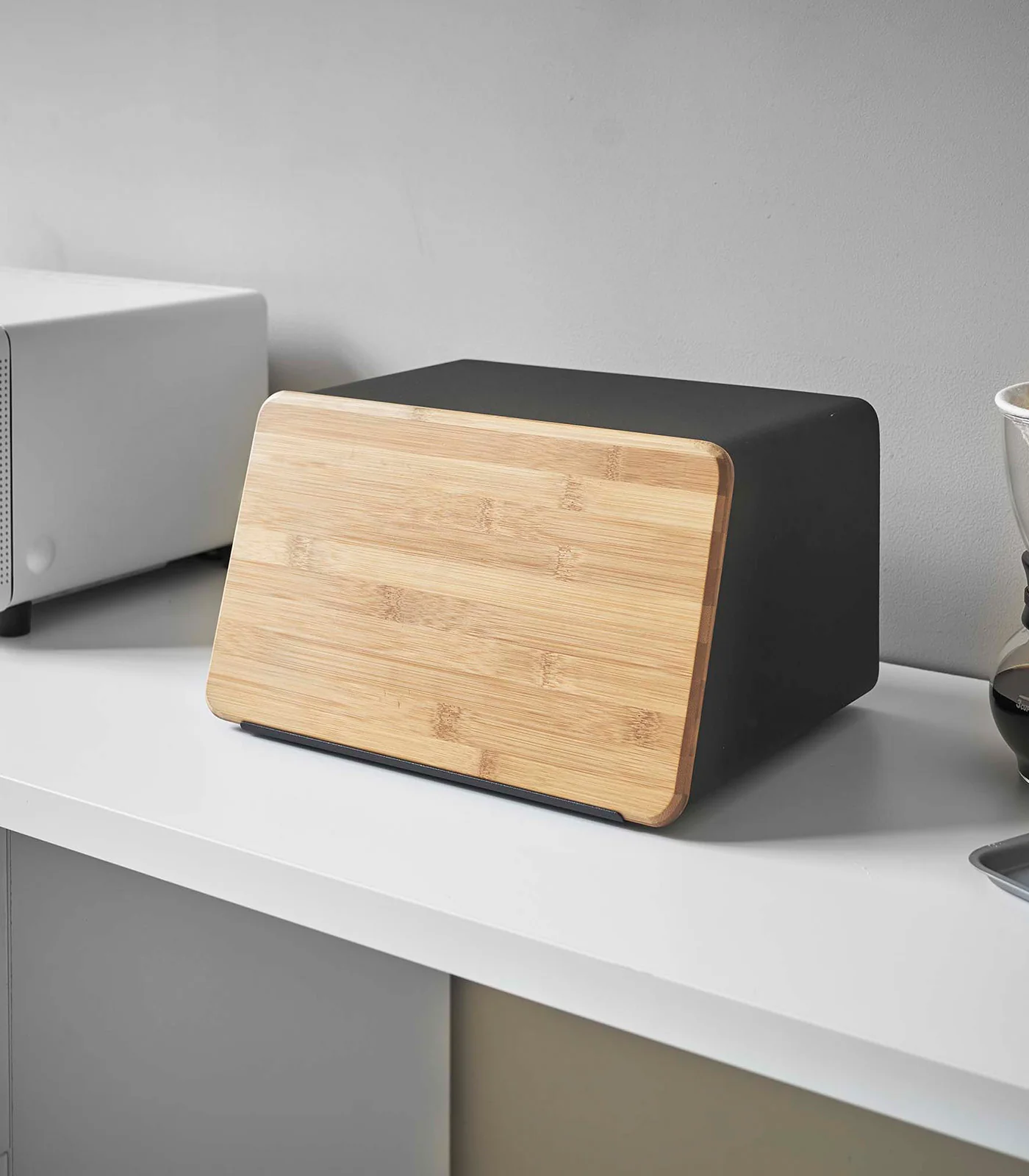 Bread Box with Cutting Board Lid - Steel + Wood - Image 11