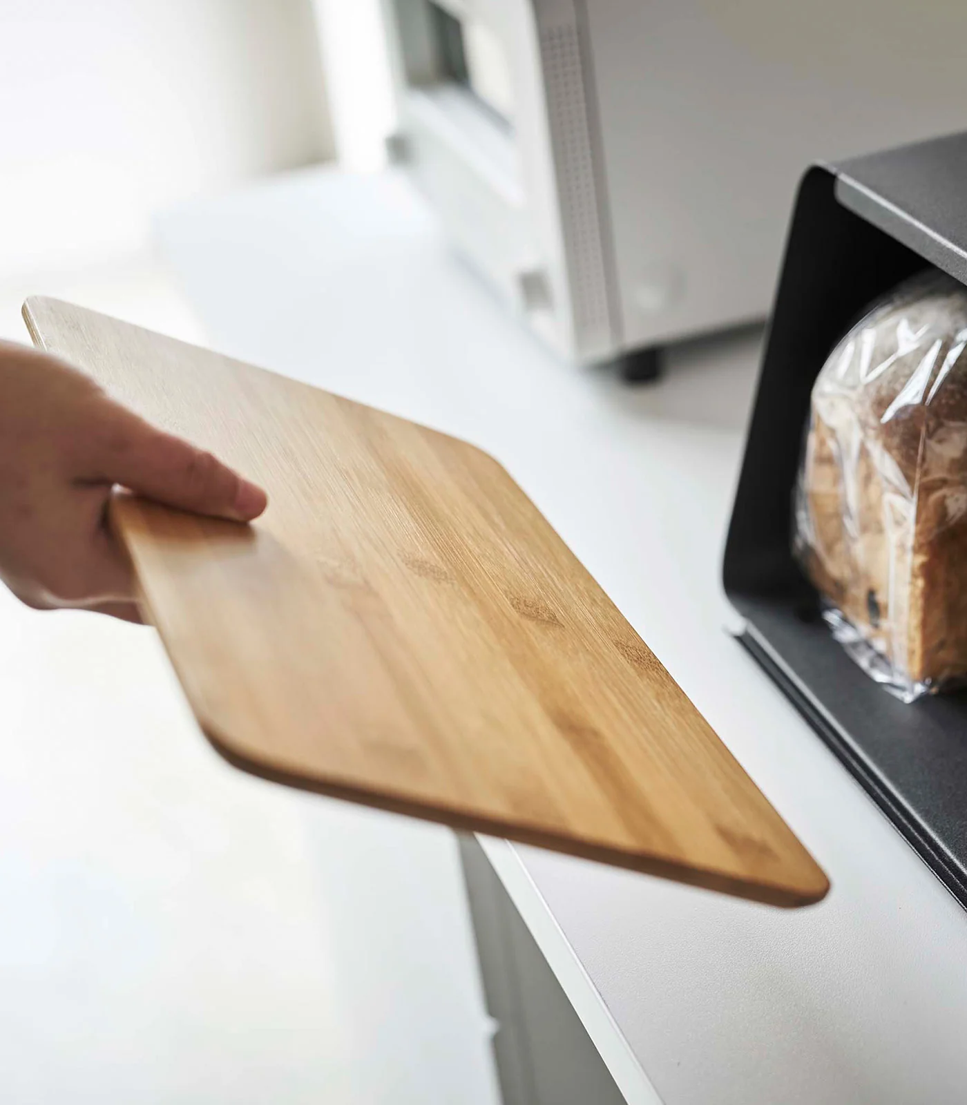 Bread Box with Cutting Board Lid - Steel + Wood - Image 17