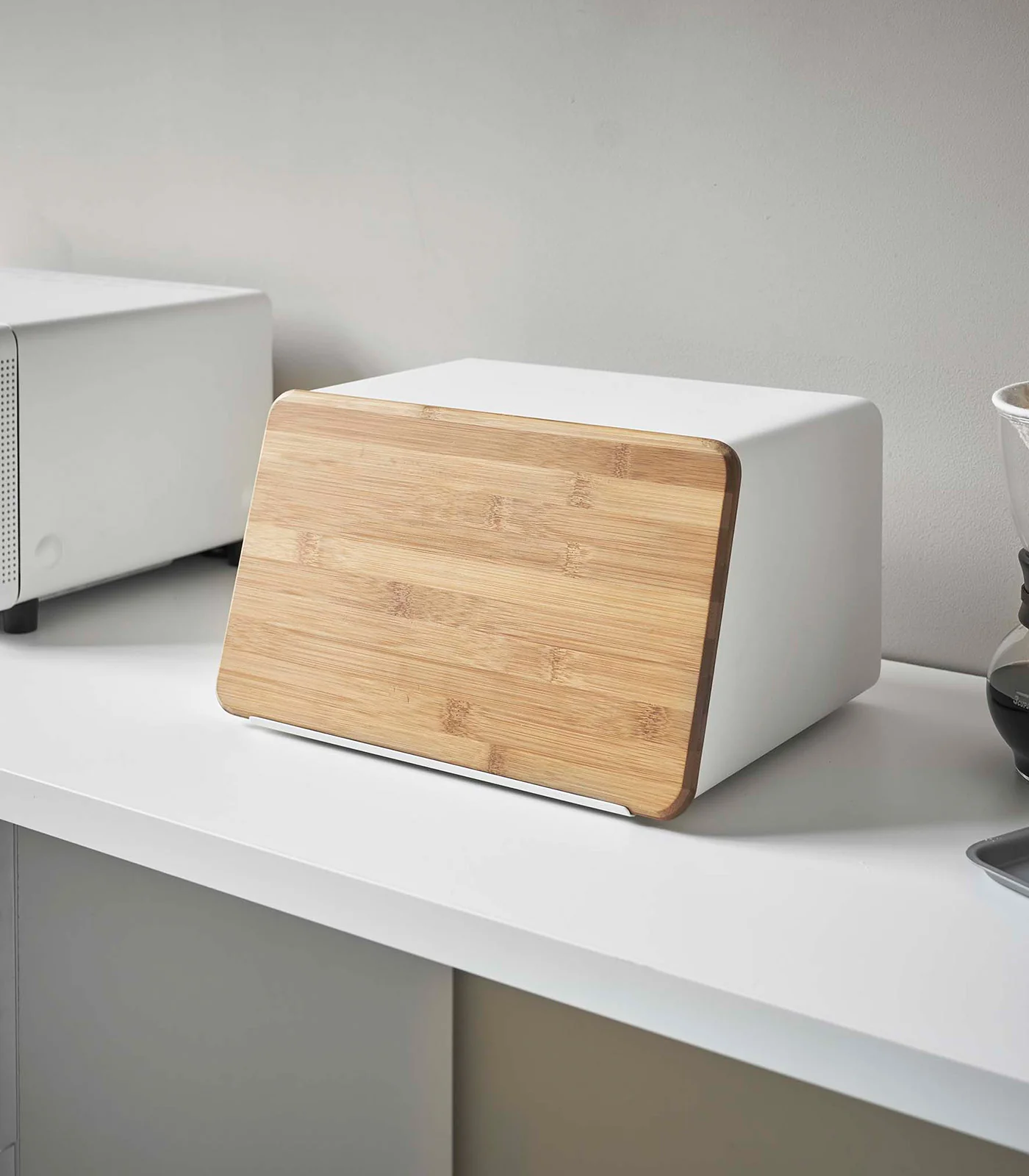 Bread Box with Cutting Board Lid - Steel + Wood - Image 2