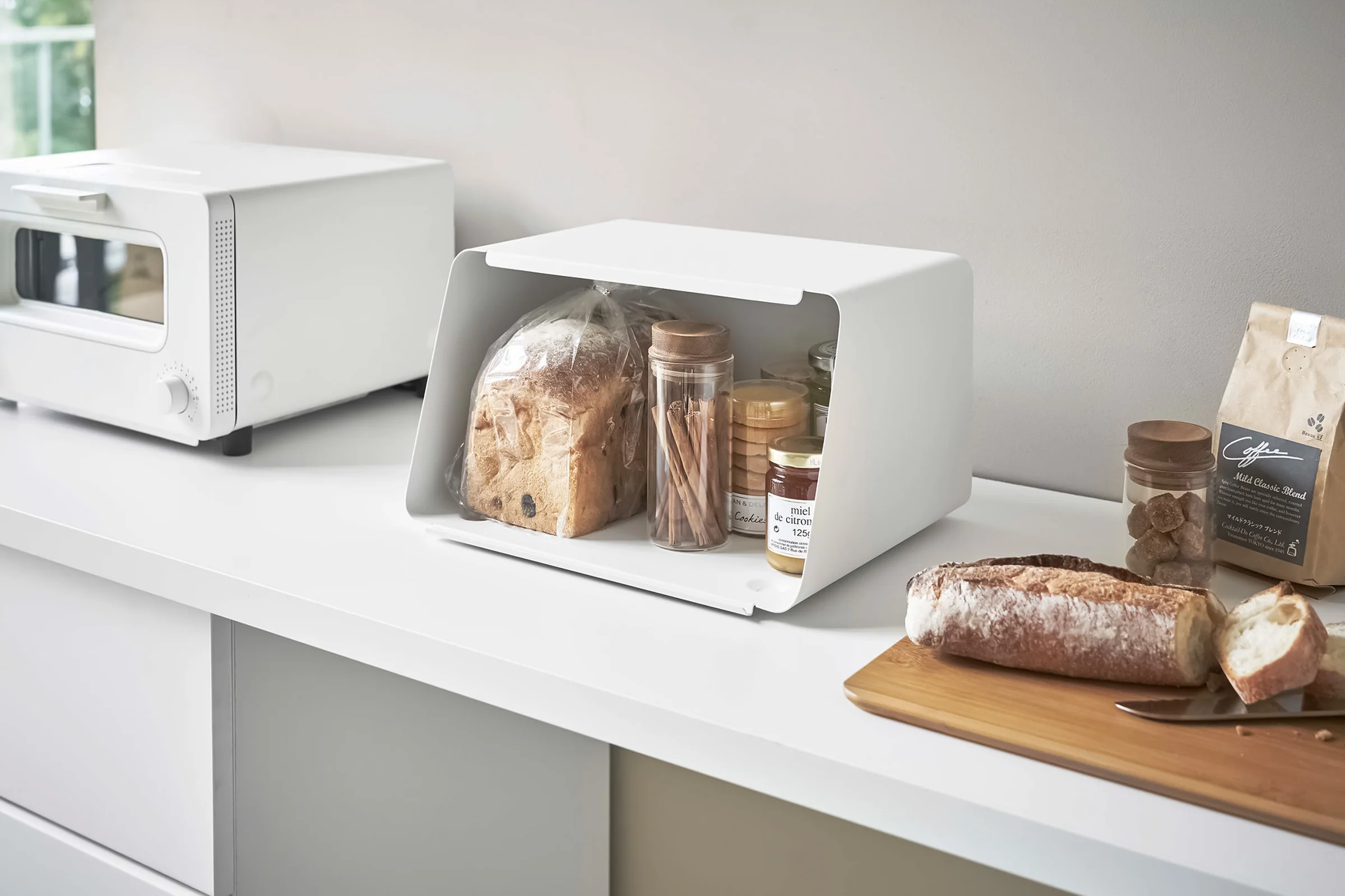 Bread Box with Cutting Board Lid - Steel + Wood - Image 5