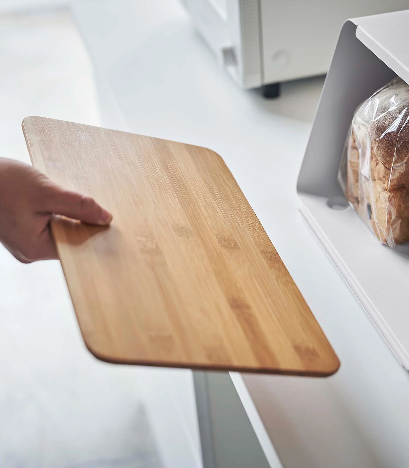 Bread Box with Cutting Board Lid - Steel + Wood - Image 8