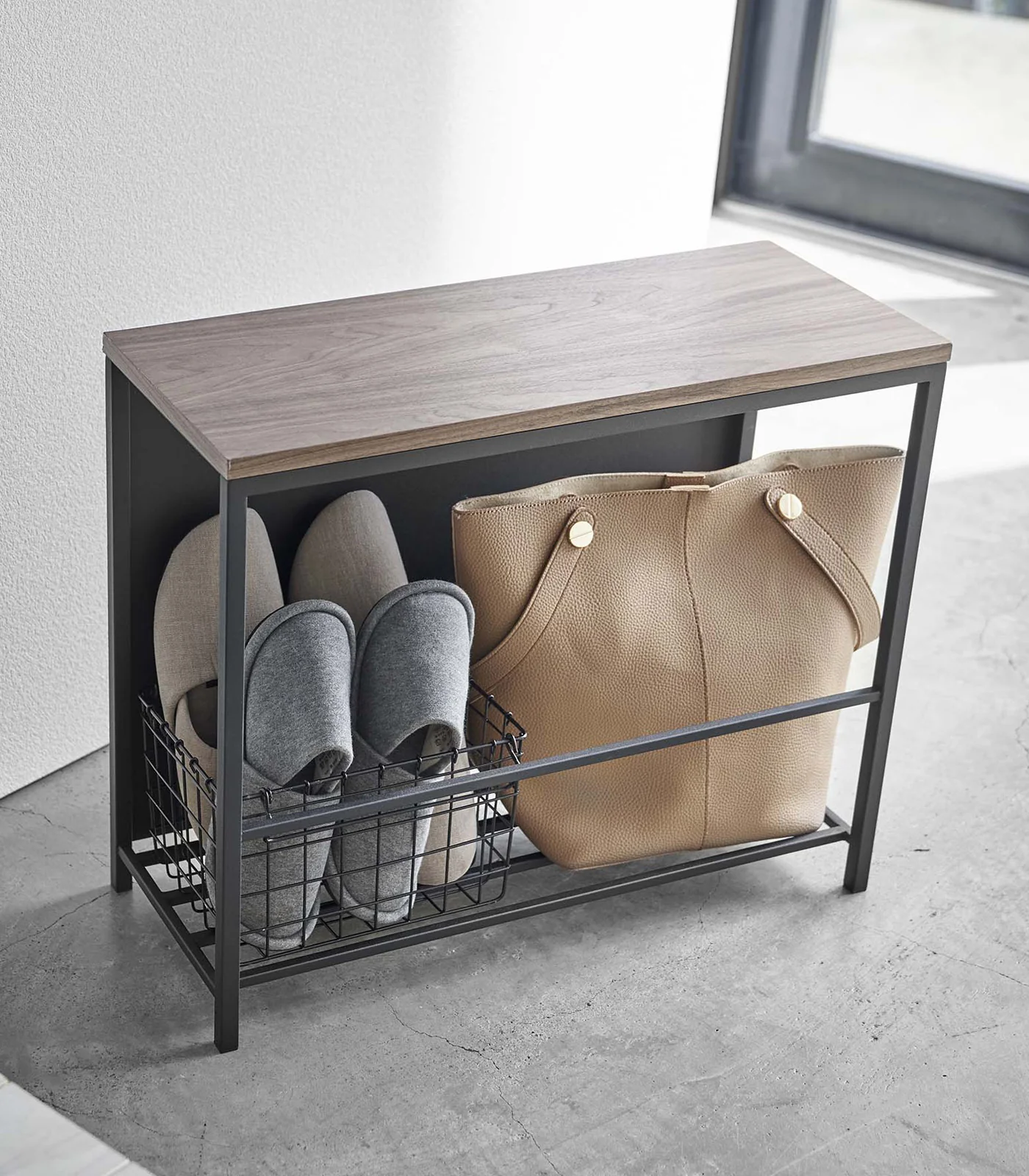 Entryway Storage Organizer & Bench (18" H)  - Steel + Wood - Image 12