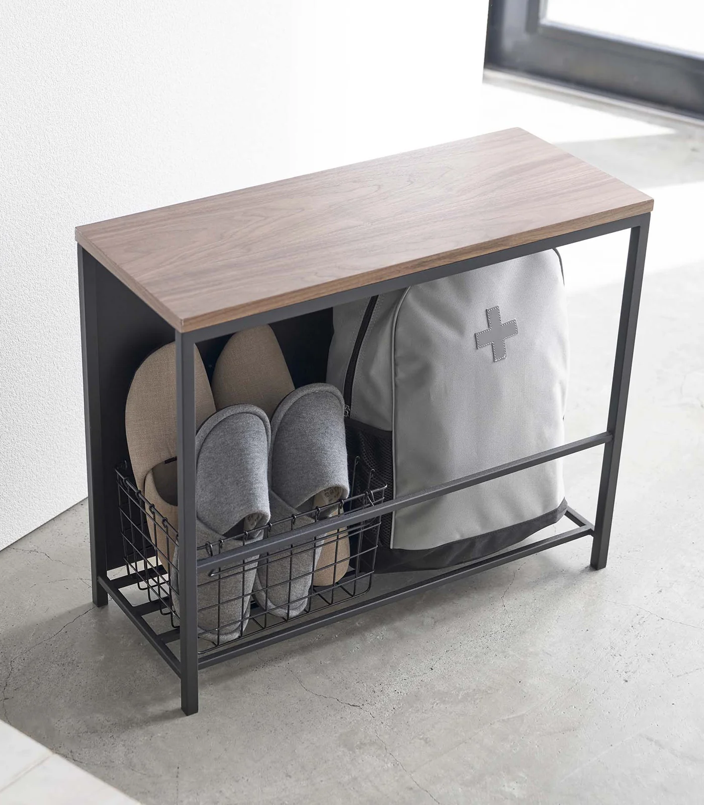 Entryway Storage Organizer & Bench (18" H)  - Steel + Wood - Image 14