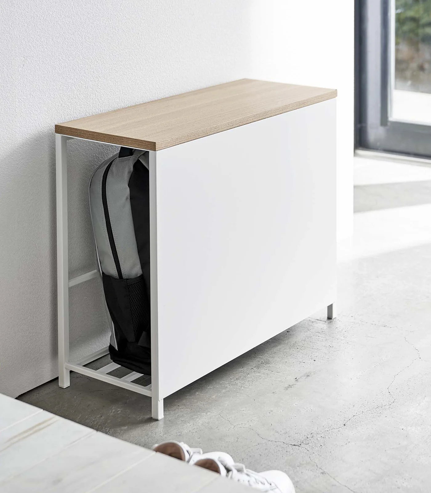 Entryway Storage Organizer & Bench (18" H)  - Steel + Wood - Image 2