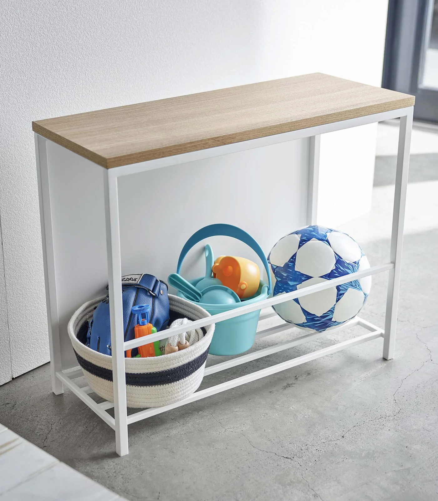 Entryway Storage Organizer & Bench (18" H)  - Steel + Wood - Image 5
