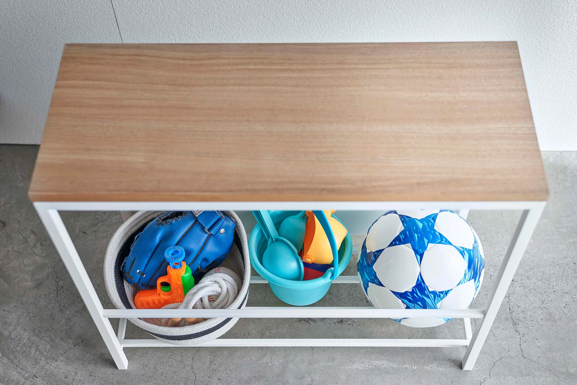 Entryway Storage Organizer & Bench (18" H)  - Steel + Wood - Image 6