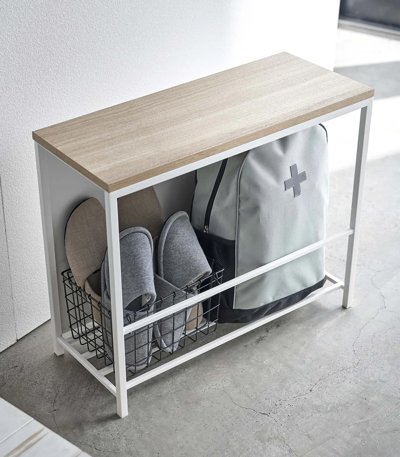 Entryway Storage Organizer & Bench (18" H)  - Steel + Wood - Image 7