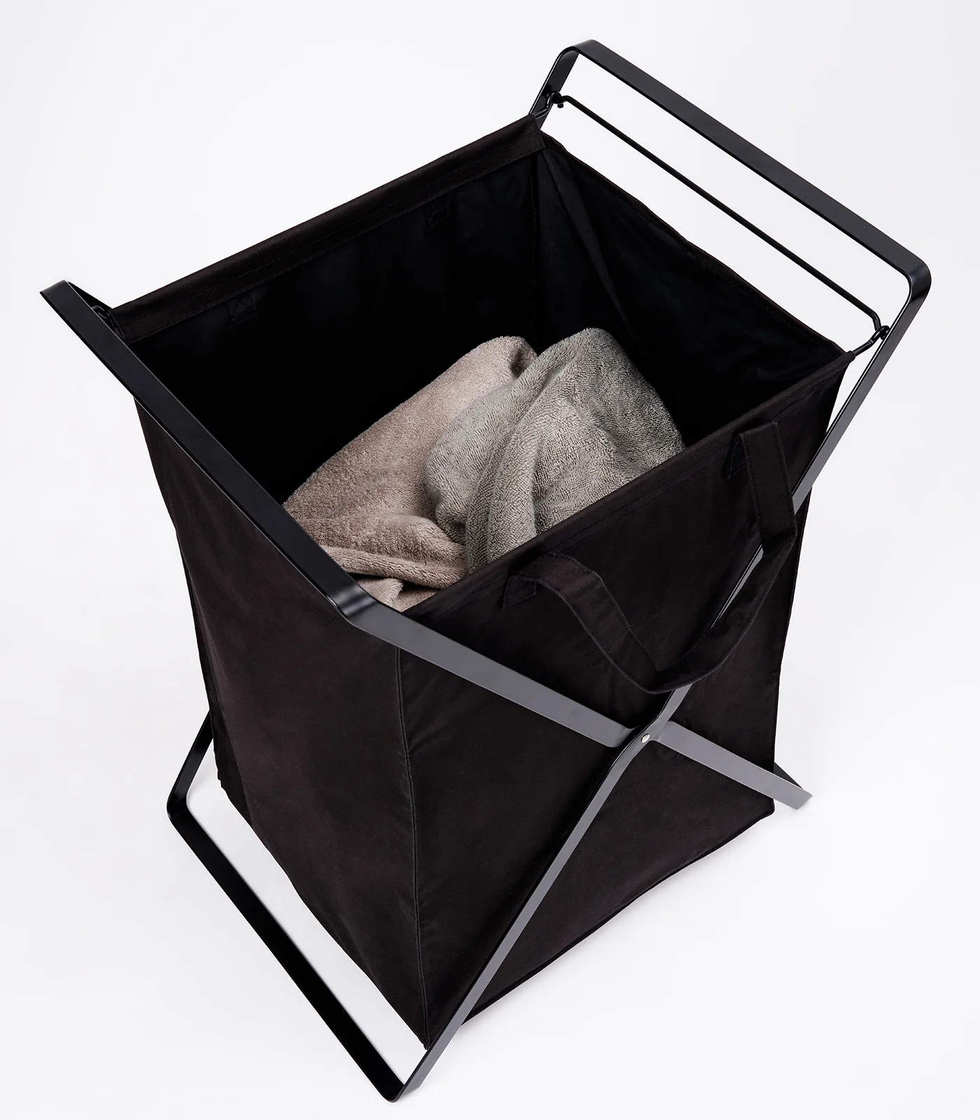 Laundry Hamper with Cotton Liner - Two Sizes - Steel + Cotton - Image 14