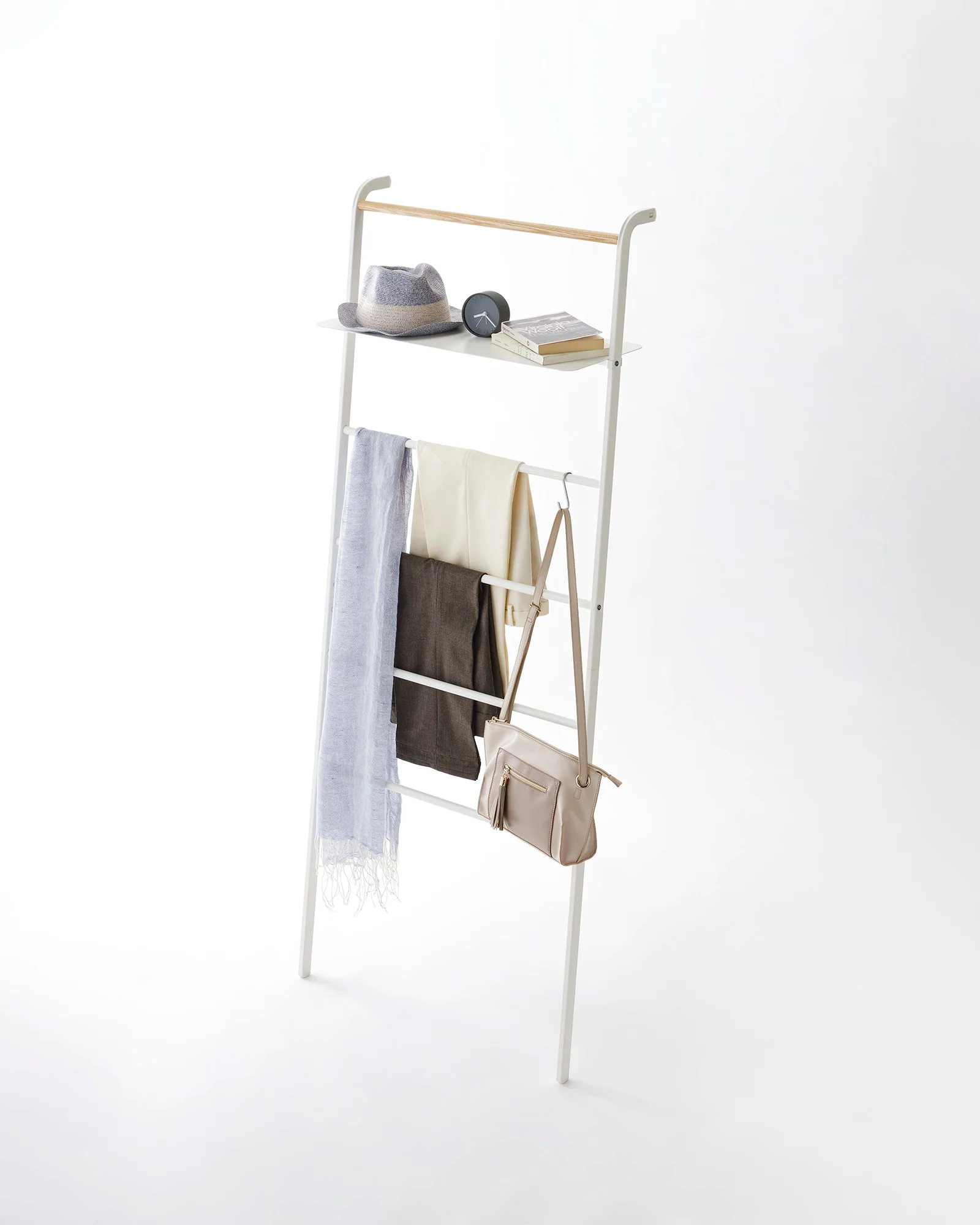 Leaning Storage Ladder With Shelf (63" H) - Steel