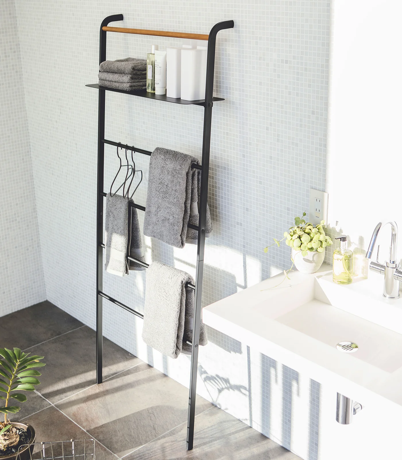 Leaning Storage Ladder With Shelf (63" H) - Steel - Image 12