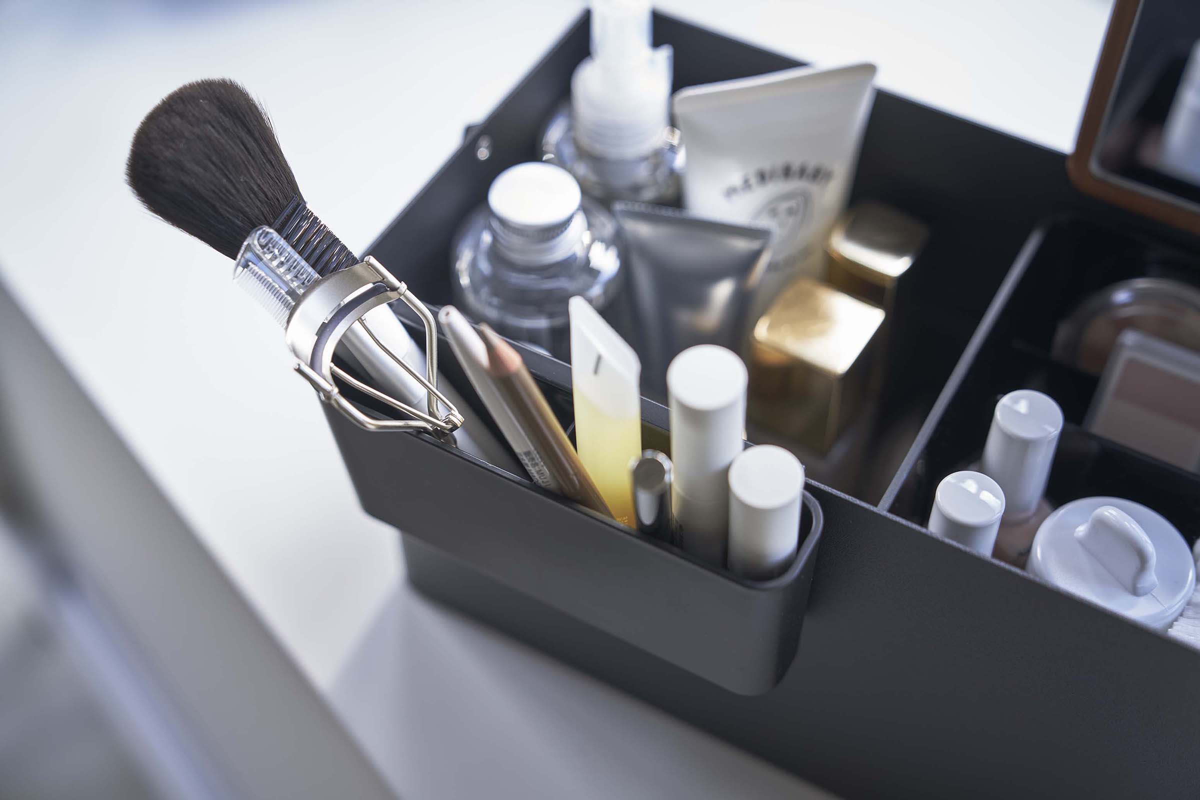 Makeup Organizer with Mirror - Steel + Wood - Image 12