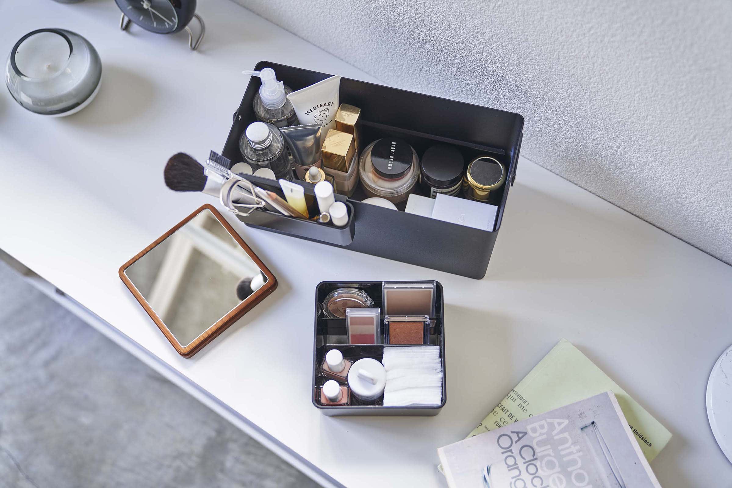 Makeup Organizer with Mirror - Steel + Wood - Image 13