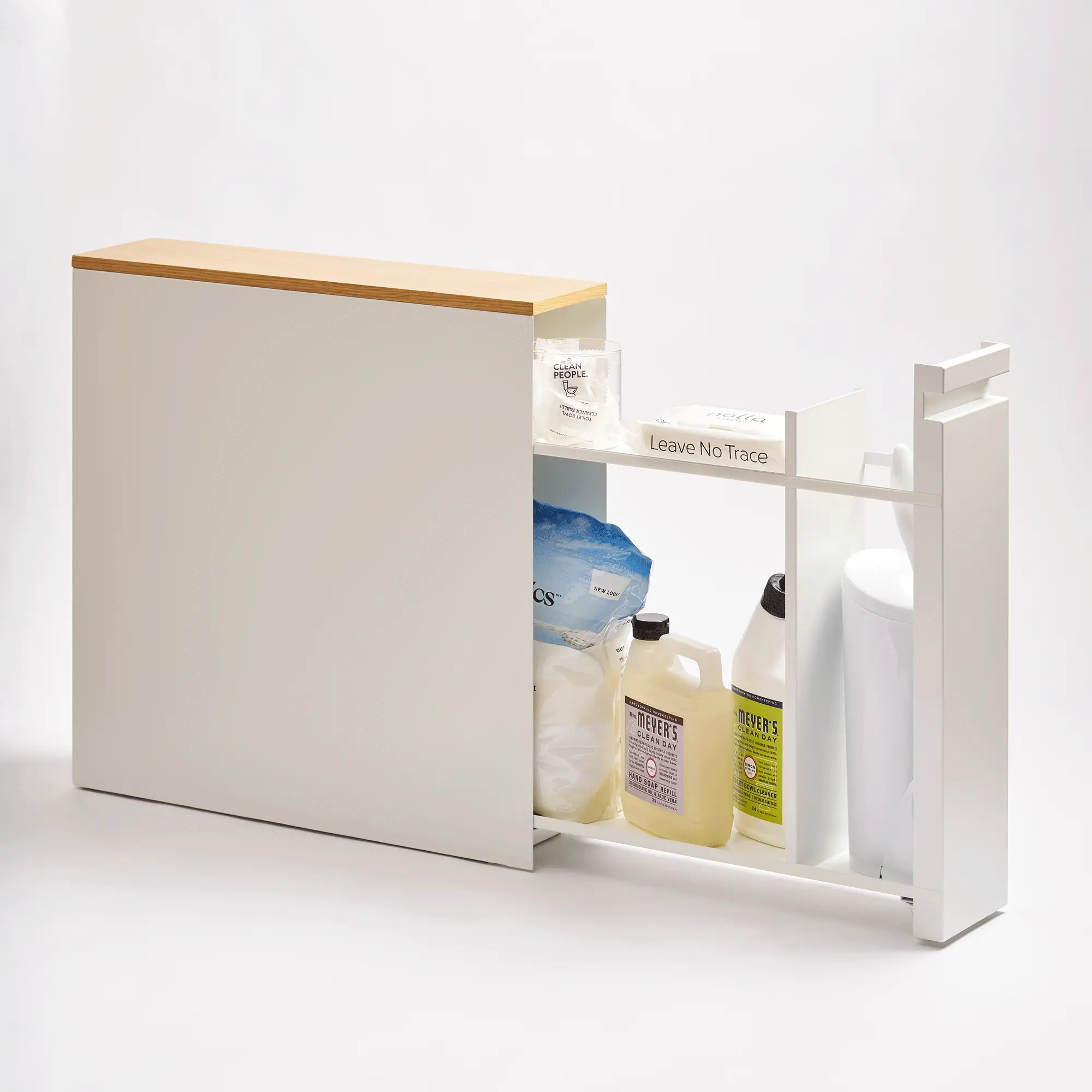 Pull-Out Bathroom Storage Cabinet - Steel + Wood - Image 2