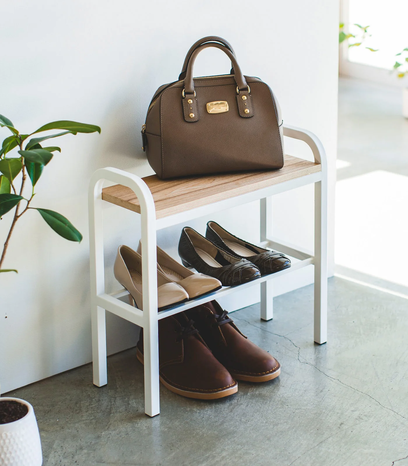 Shoe Organizer & Bench (18" H) - Steel + Wood - Image 2