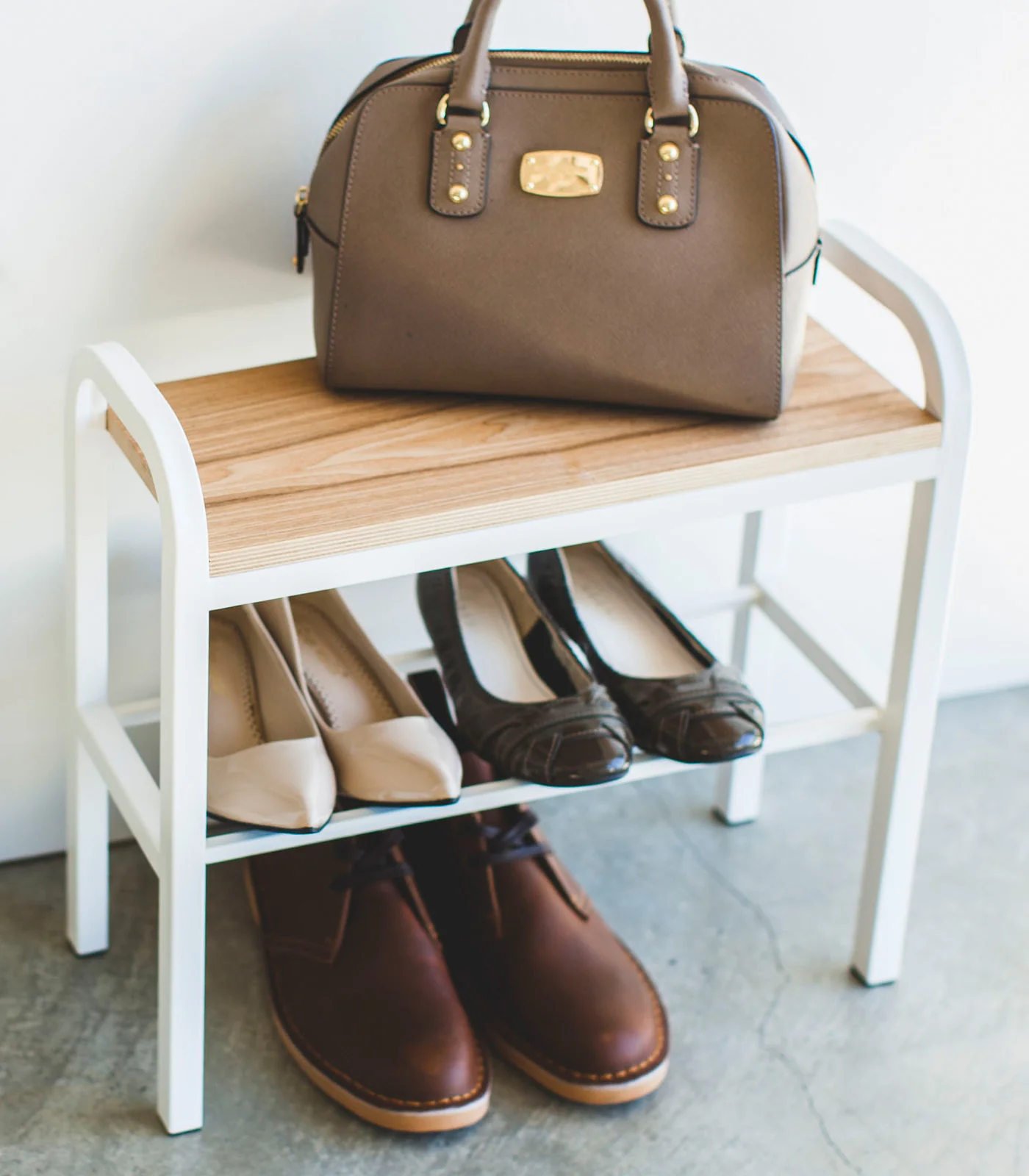 Shoe Organizer & Bench (18" H) - Steel + Wood - Image 3