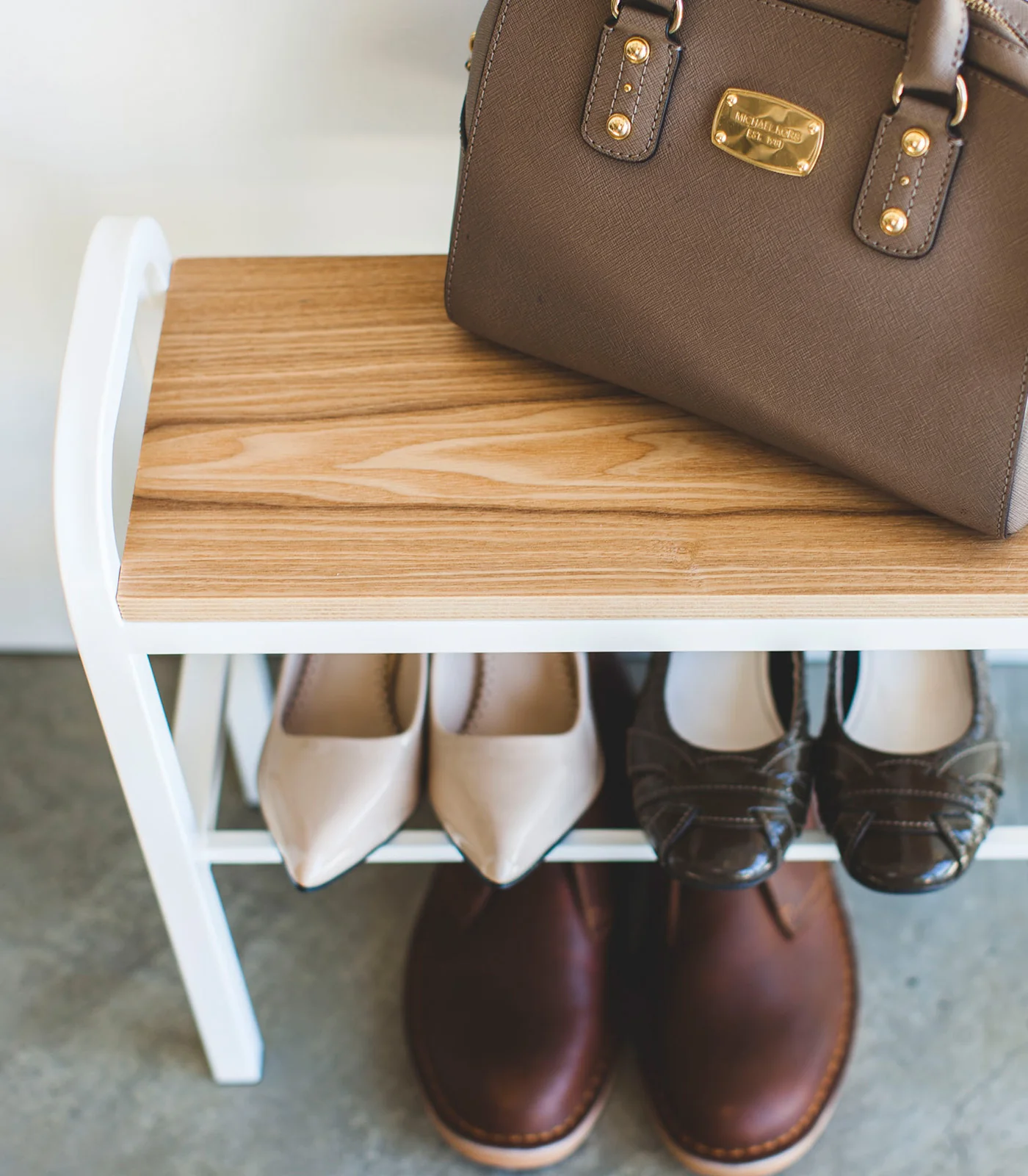 Shoe Organizer & Bench (18" H) - Steel + Wood - Image 6