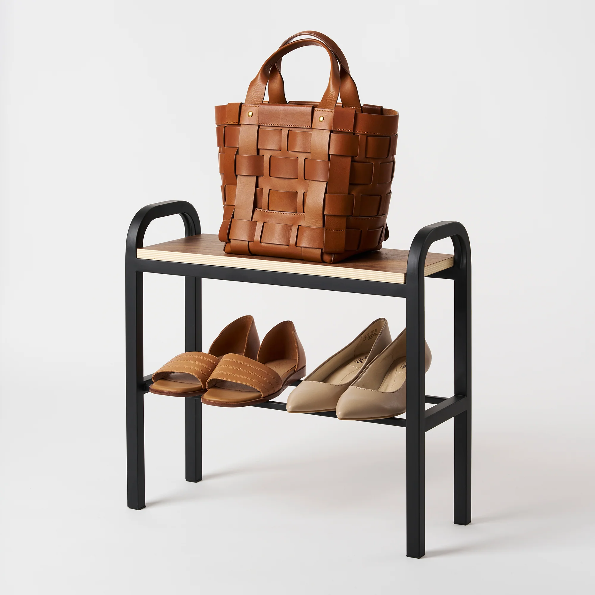 Shoe Organizer & Bench (18" H) - Steel + Wood - Image 9