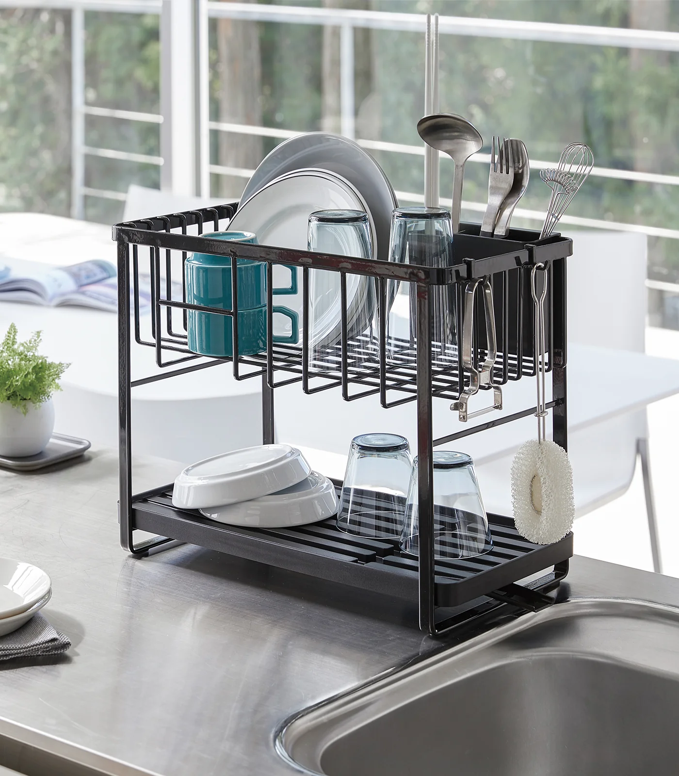 Two-Tier Wire Dish Rack - Steel - Image 11