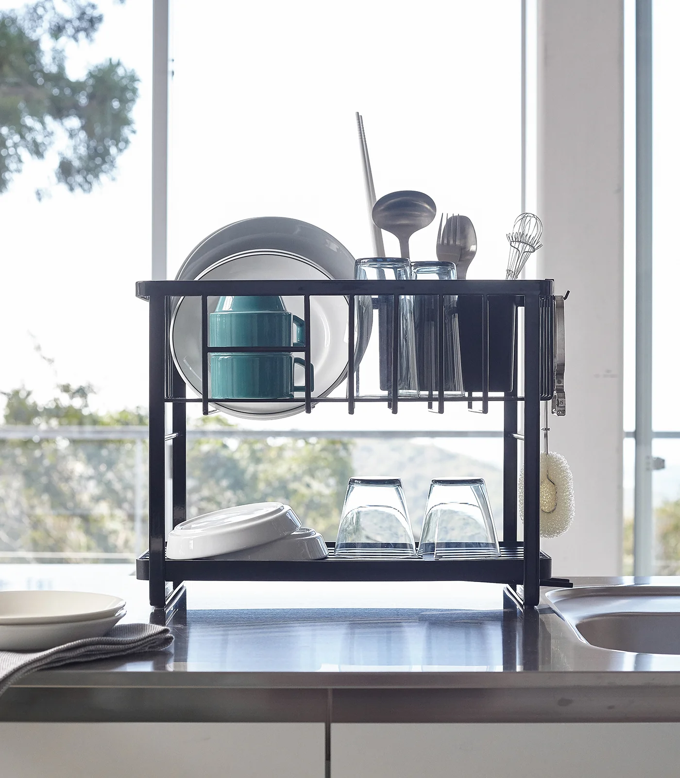 Two-Tier Wire Dish Rack - Steel - Image 14