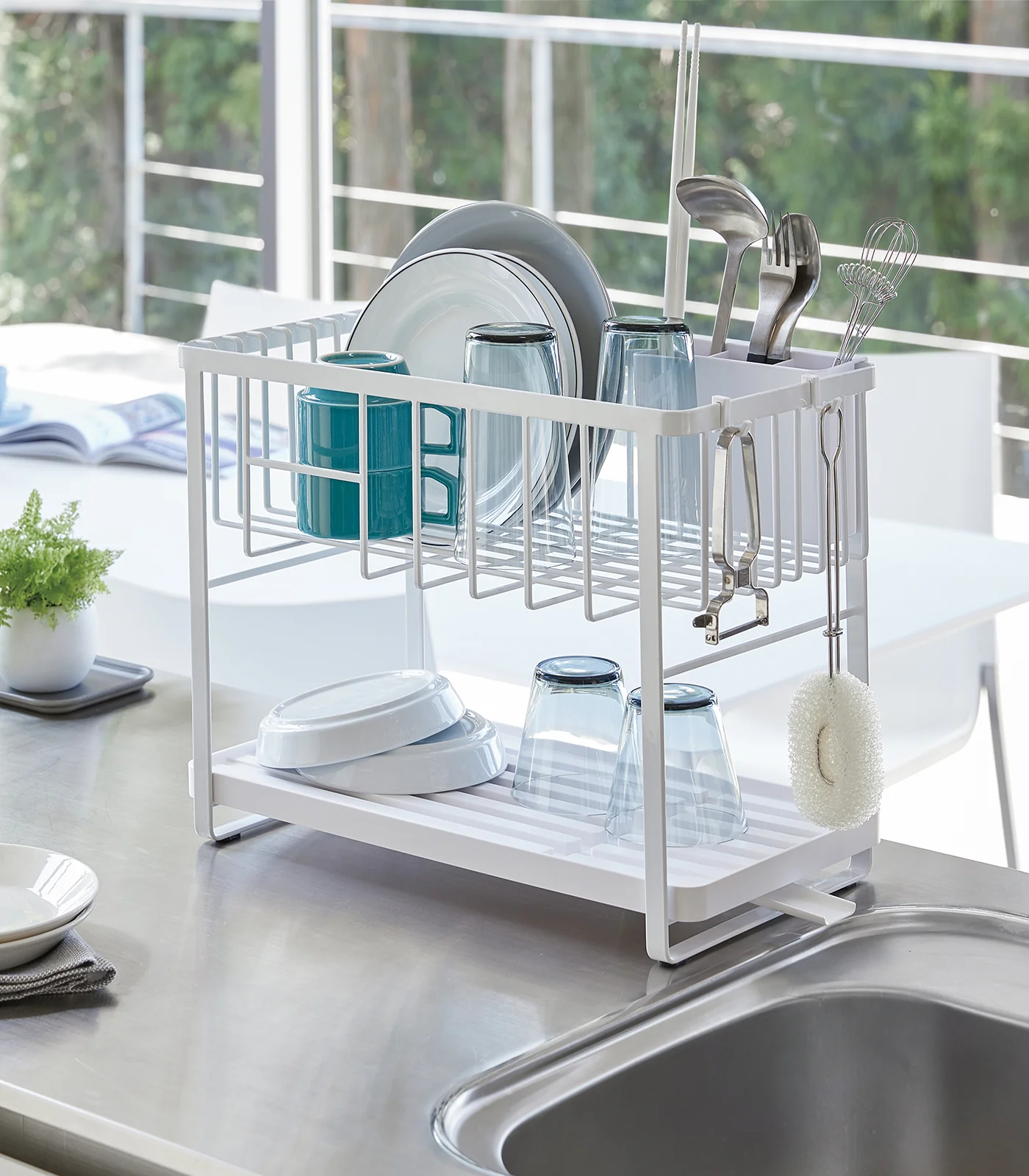 Two-Tier Wire Dish Rack - Steel - Image 2