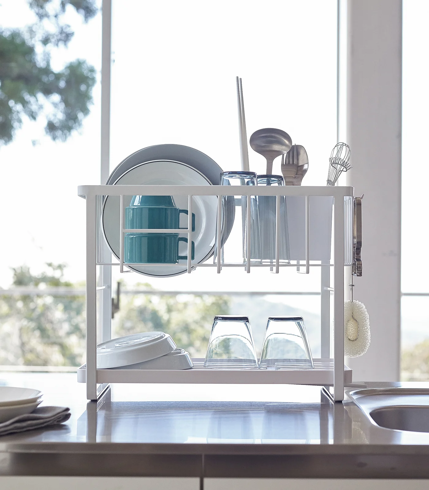 Two-Tier Wire Dish Rack - Steel - Image 5