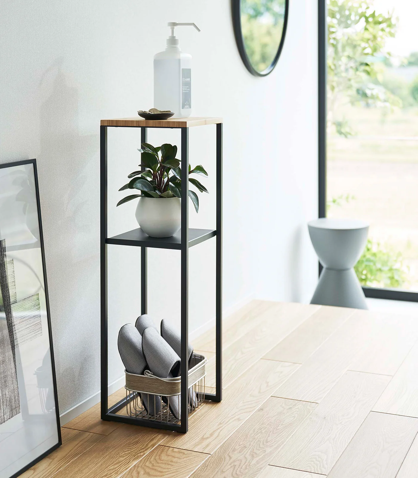 Two-Tier Display & Storage Shelf (31.5" H)  - Steel + Wood - Image 12
