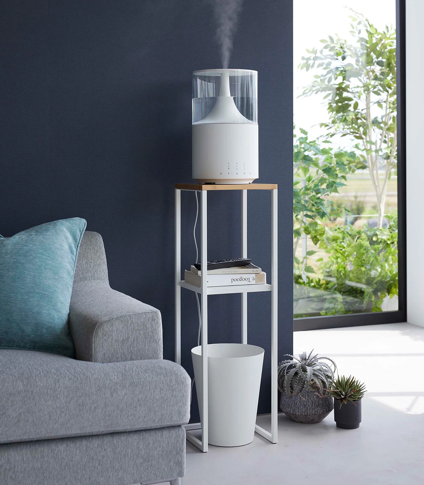 Two-Tier Display & Storage Shelf (31.5" H)  - Steel + Wood - Image 2