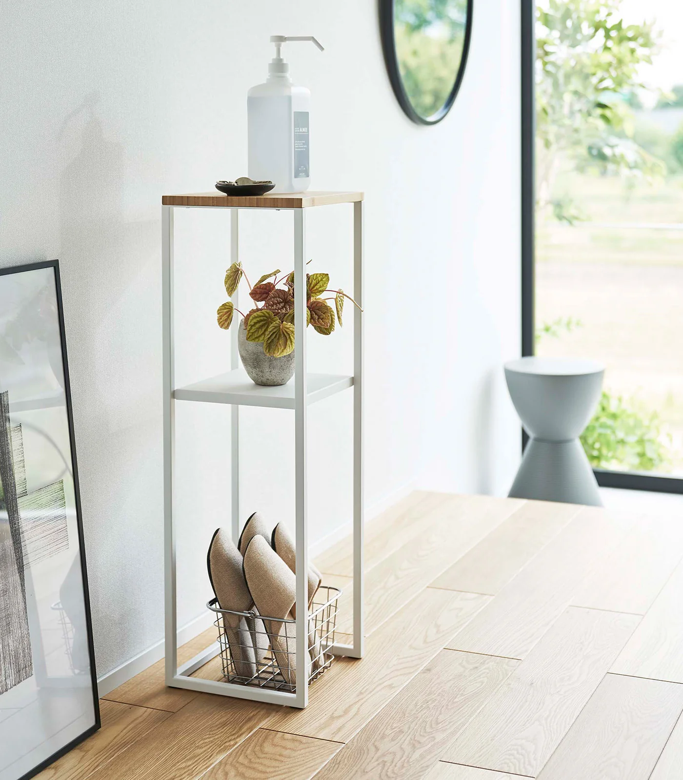 Two-Tier Display & Storage Shelf (31.5" H)  - Steel + Wood - Image 7