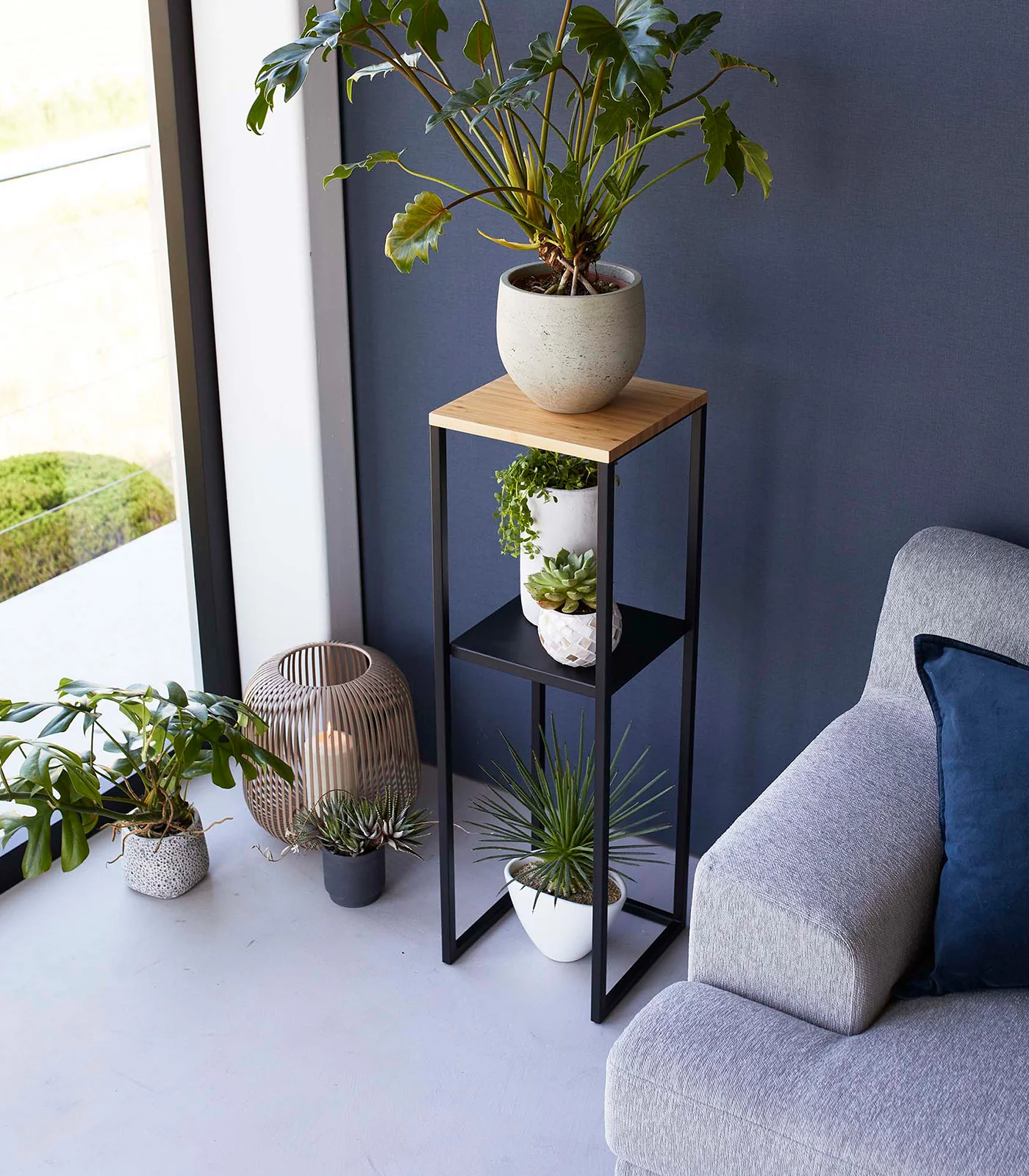 Two-Tier Display & Storage Shelf (31.5" H)  - Steel + Wood - Image 9